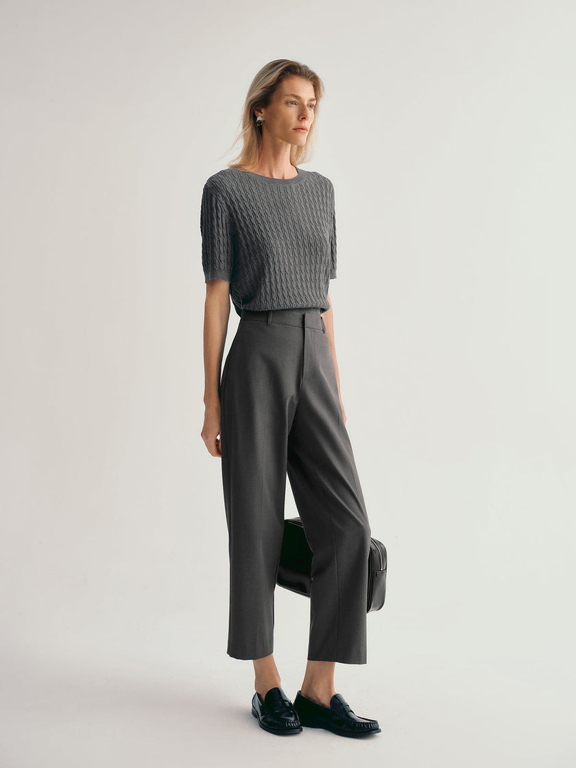 Short Sleeved Ribbed Knit Top