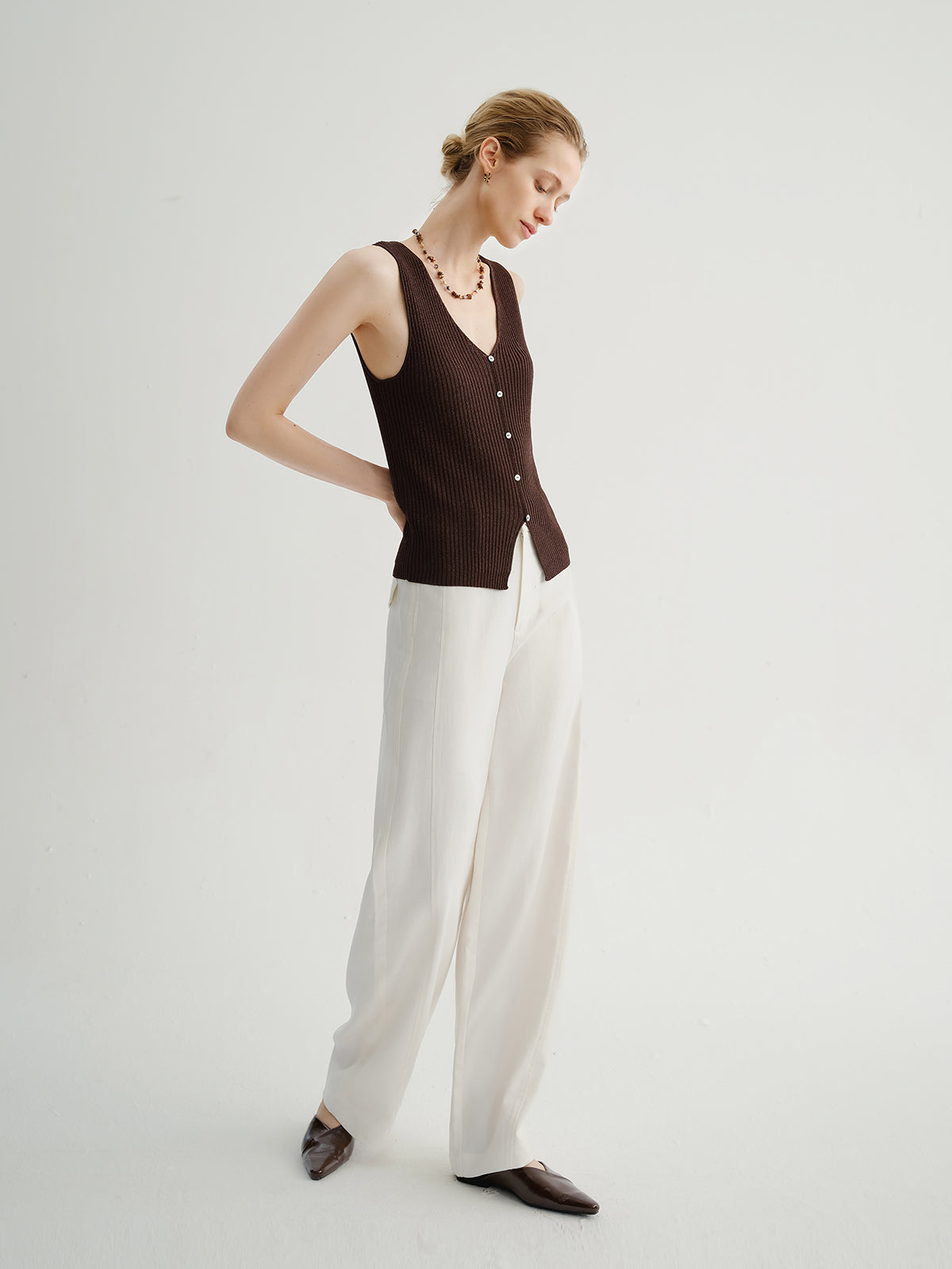 V-Neck Ribbed Knit Tank