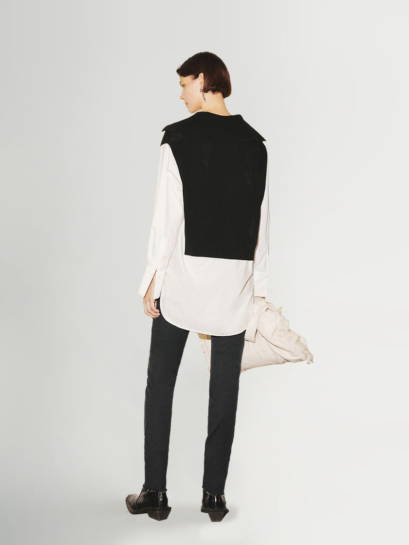 Faux Two-Piece Wool Knit Top