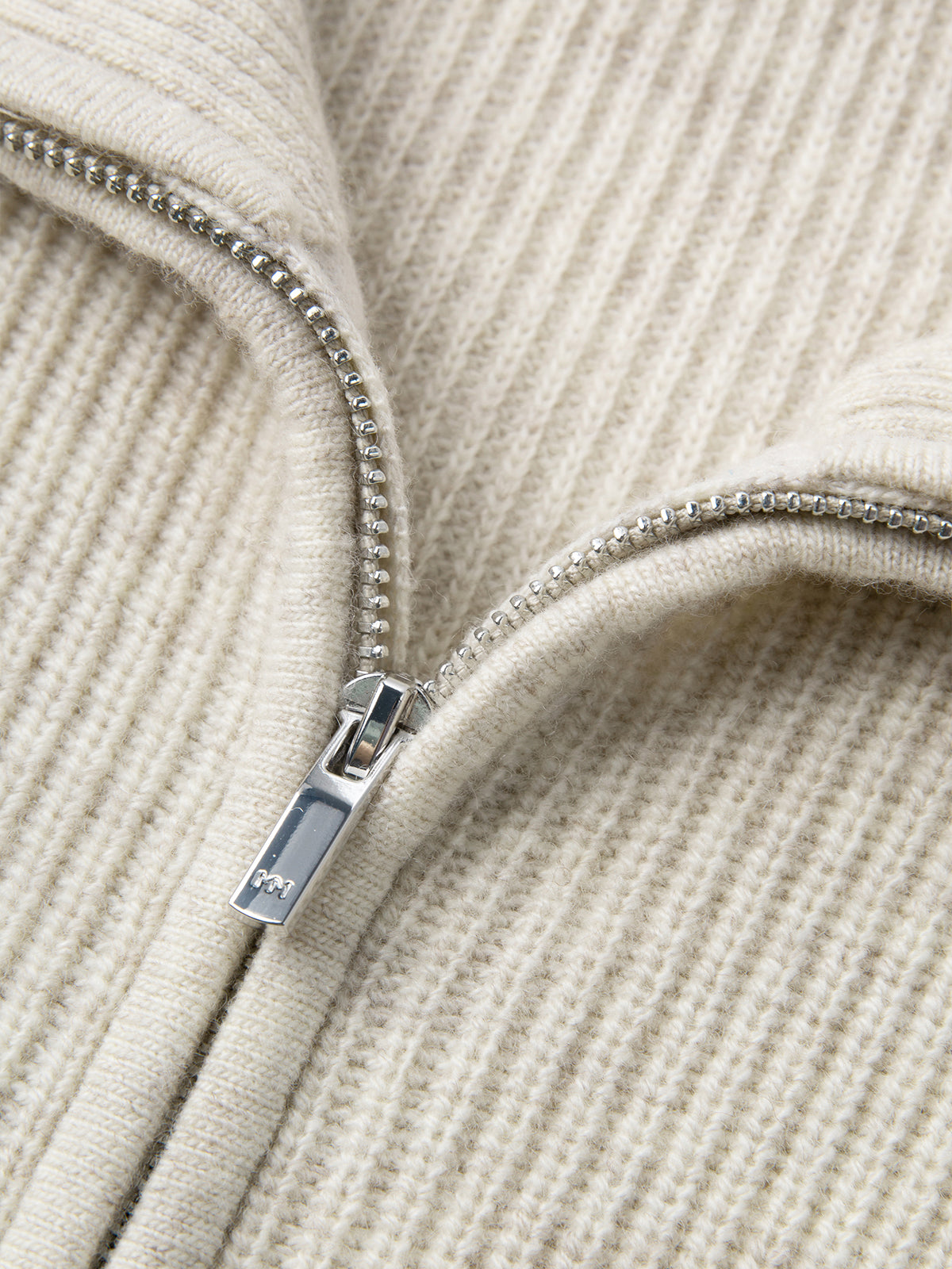 Wool Blend Zipper Polo Sweater