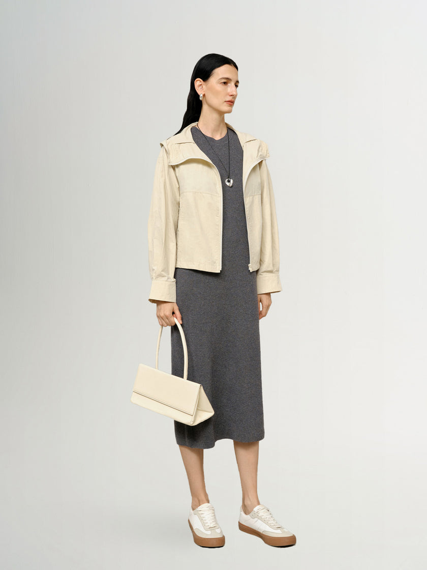 Zip Down Cotton Hooded Jacket