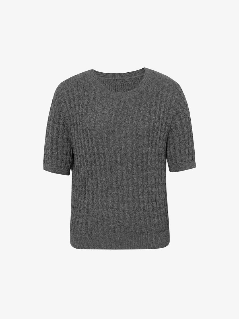 Short Sleeved Ribbed Knit Top