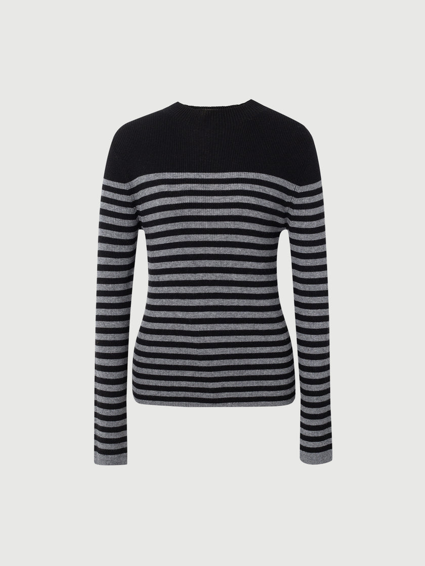 Striped Long-Sleeve Fitted Top