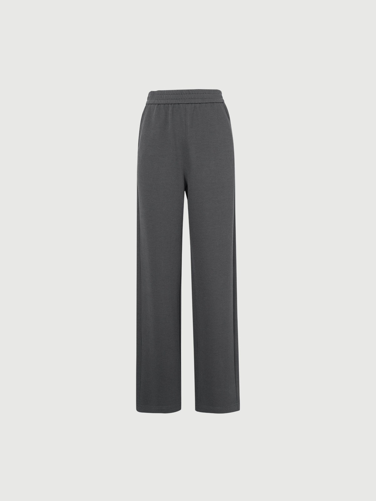 Dark gray pants on a light gray background