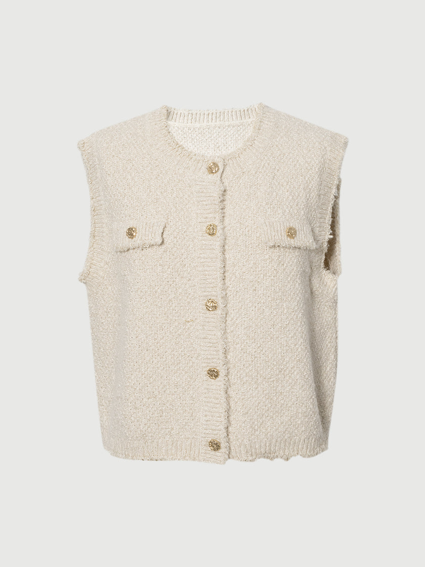 Beige Knit Sleeveless Tank