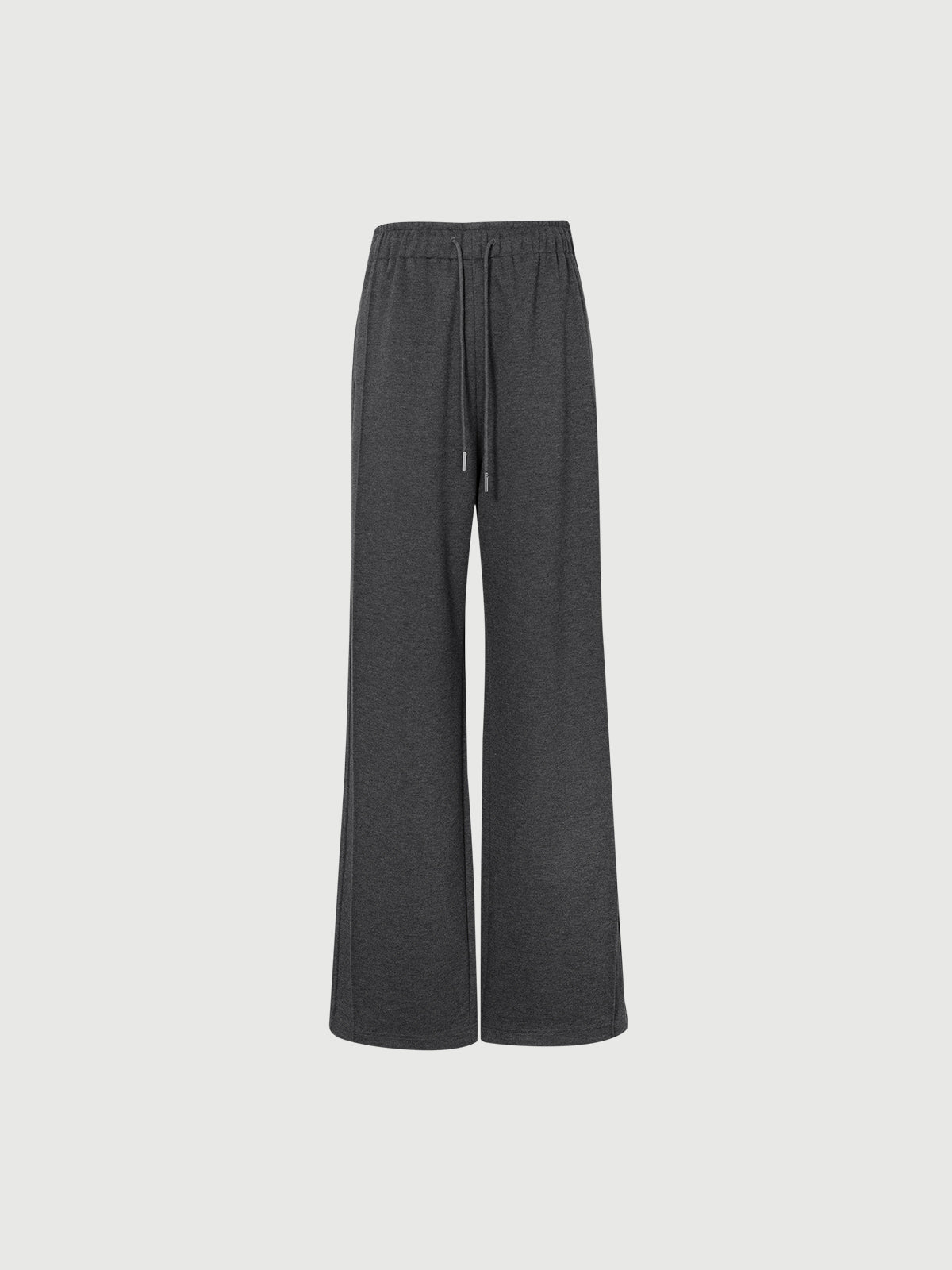 Dark gray wide-leg pants on a light gray background