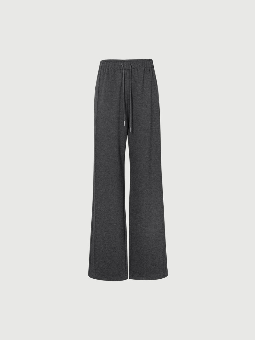 Dark gray wide-leg pants on a light gray background