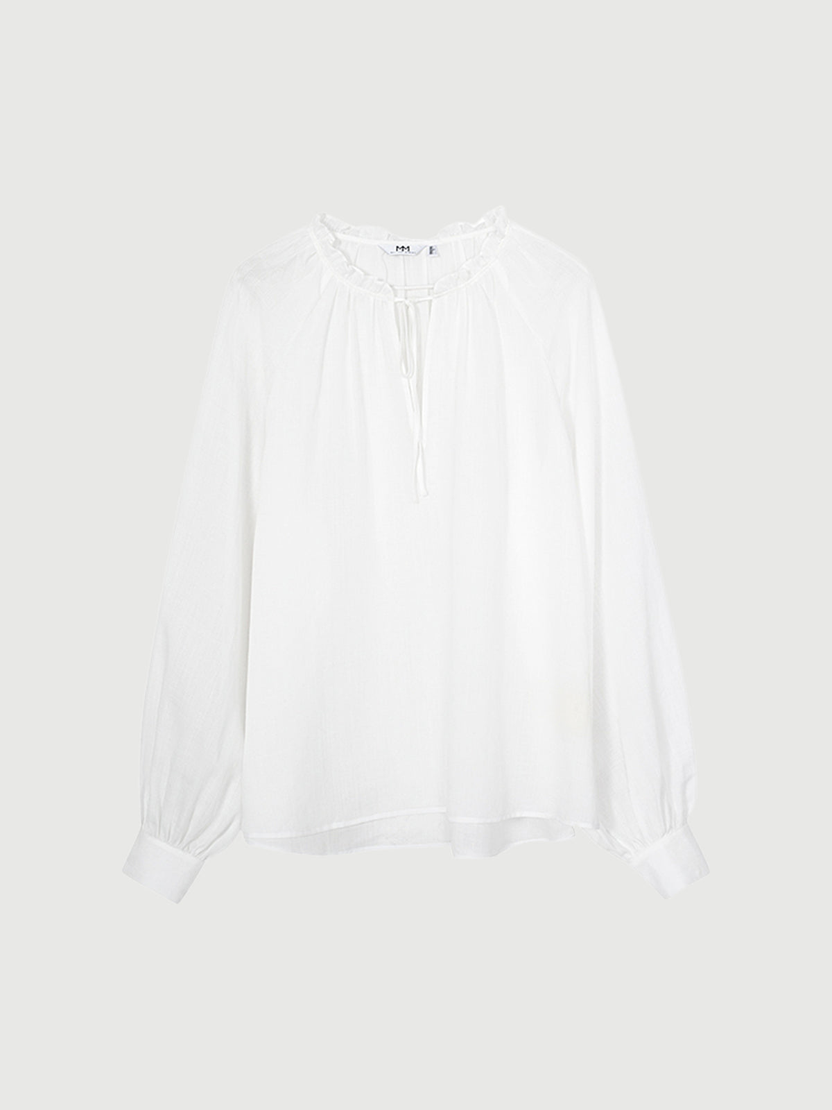 Tie Neck Natural Ramie Blouse Shirt