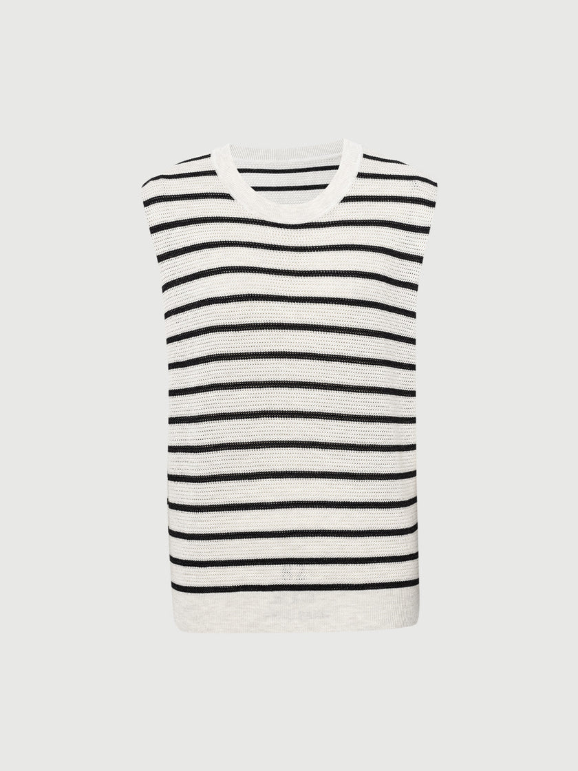 Striped Sleeveless Knit Top