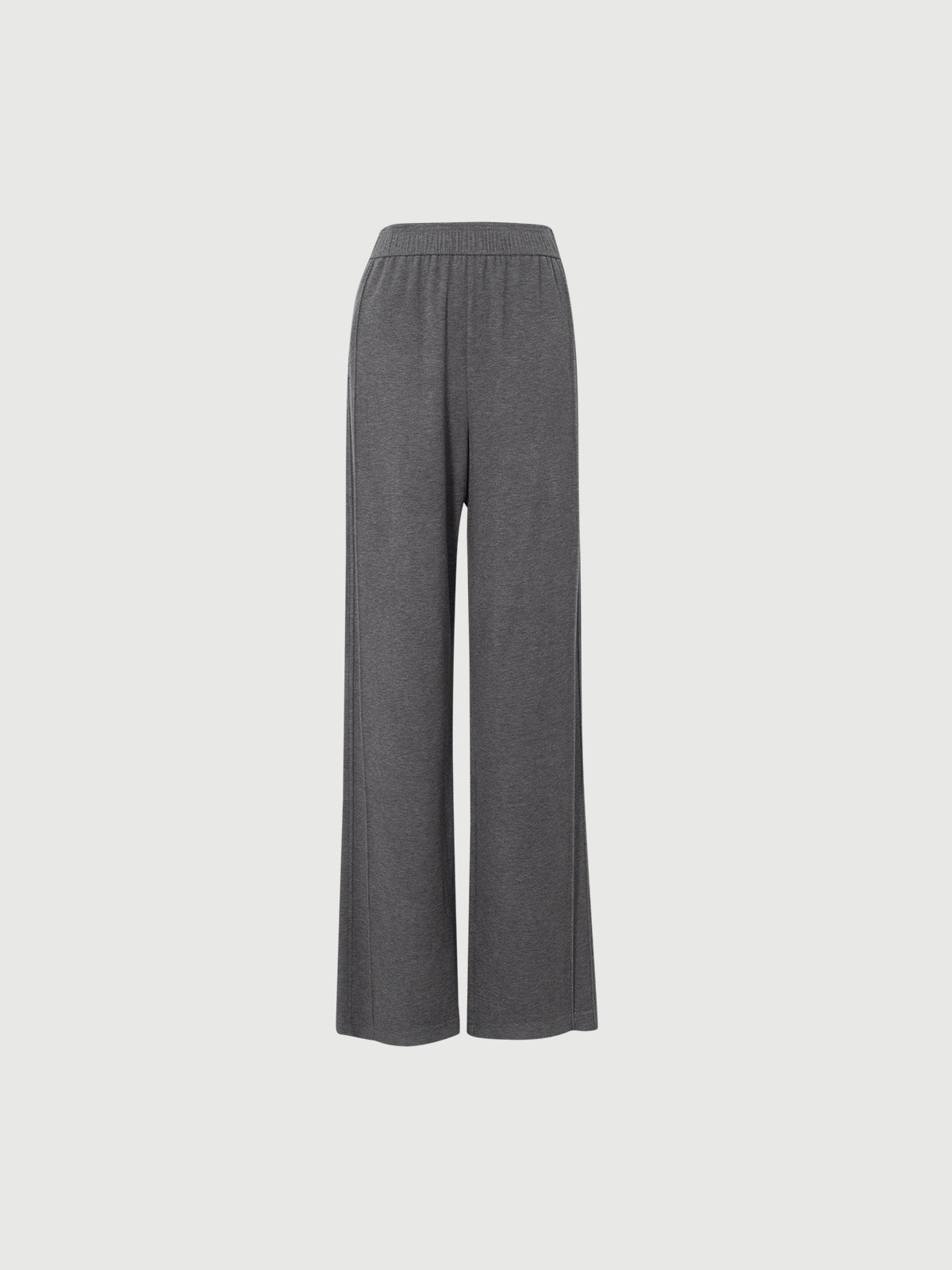 Gray wide-leg pants on a light gray background