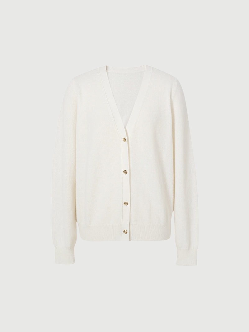 V Neck 100% Cashmere Cardigan