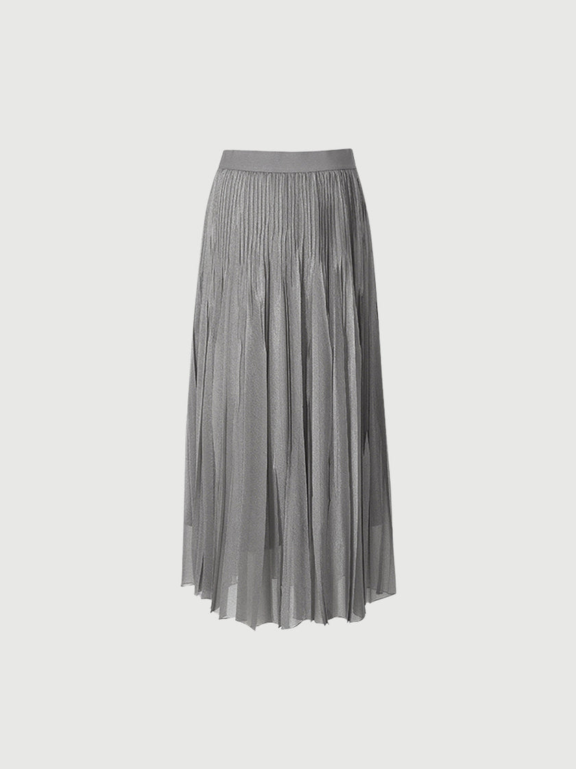 Pleated Design Midi Skirt