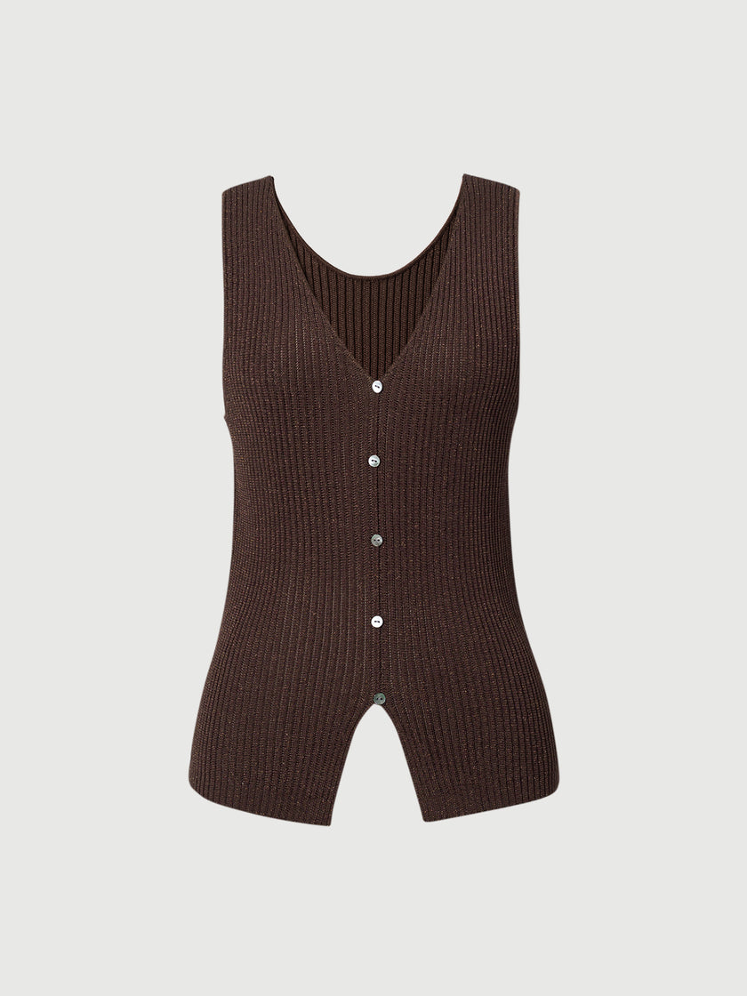 V-Neck Ribbed Knit Tank