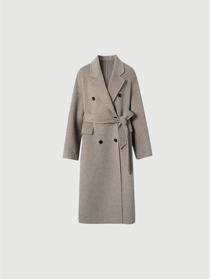 Lapel Wool-Angora Midi Coat