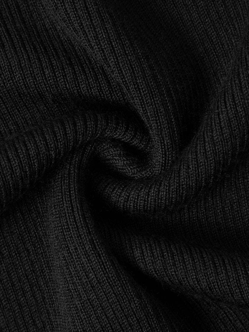 Black Short-Sleeve Pure Wool  Sweater