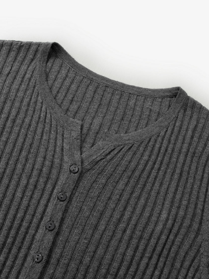 V Neck Short Sleeves Knitwear Top
