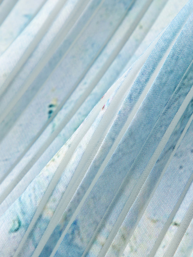 Straight-Cut Pleated Maxi Skirt