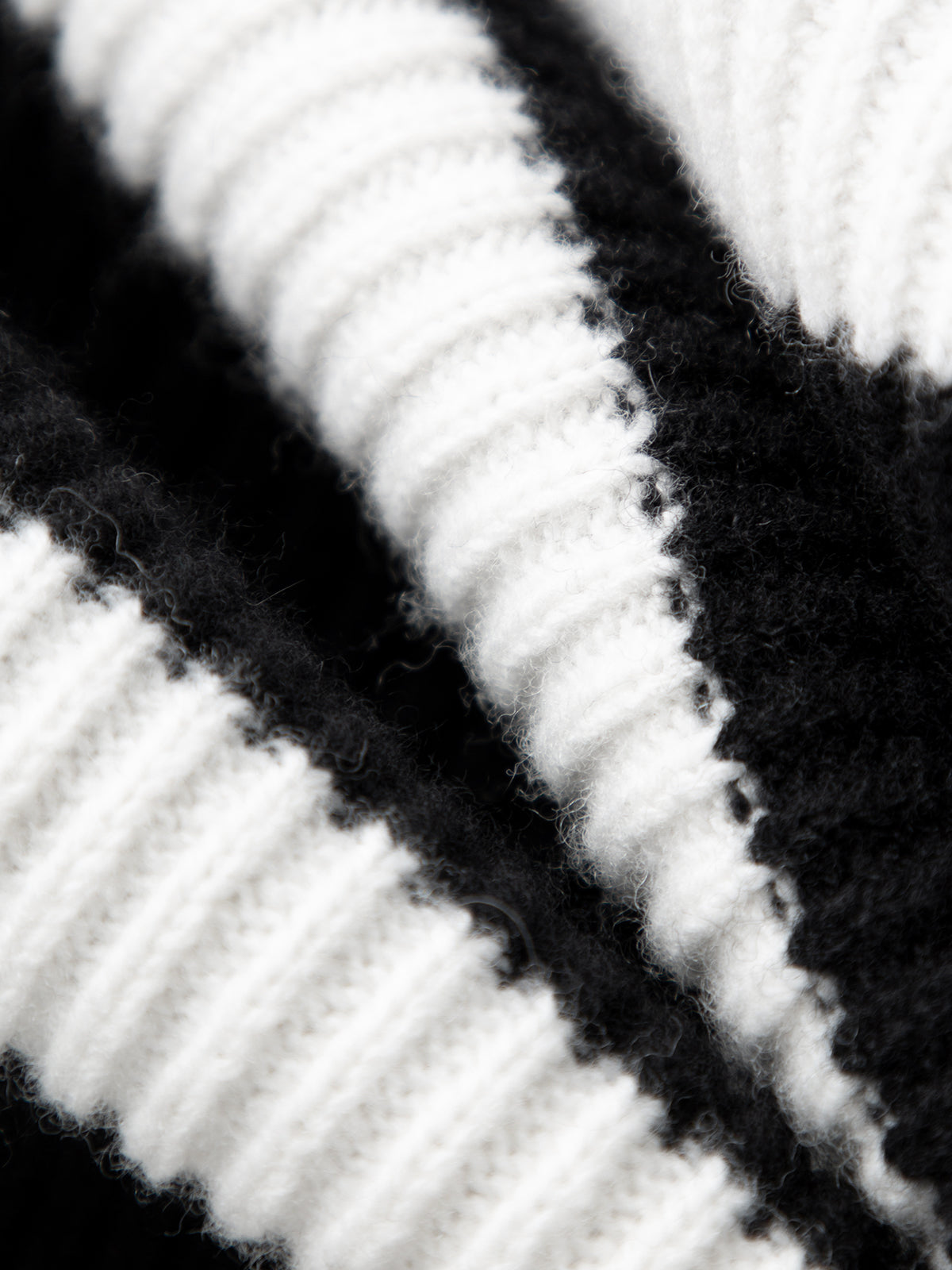 Striped Pure Wool Zipper Polo Sweater