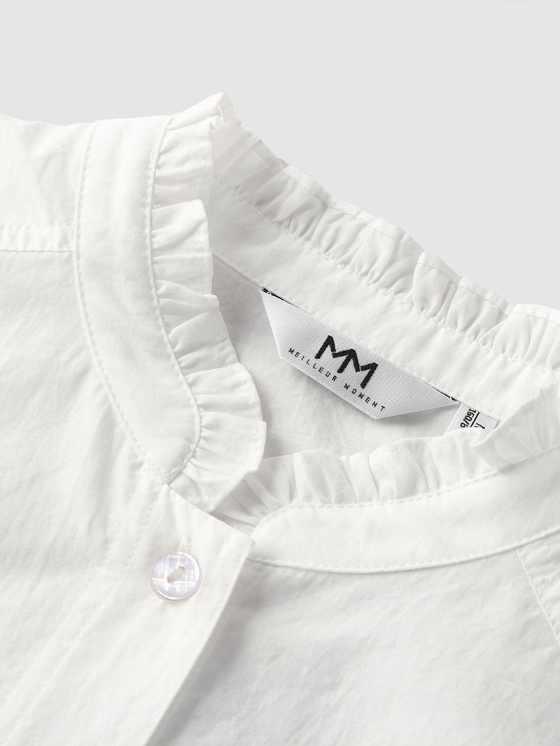 Stand Collar Trim Blouse