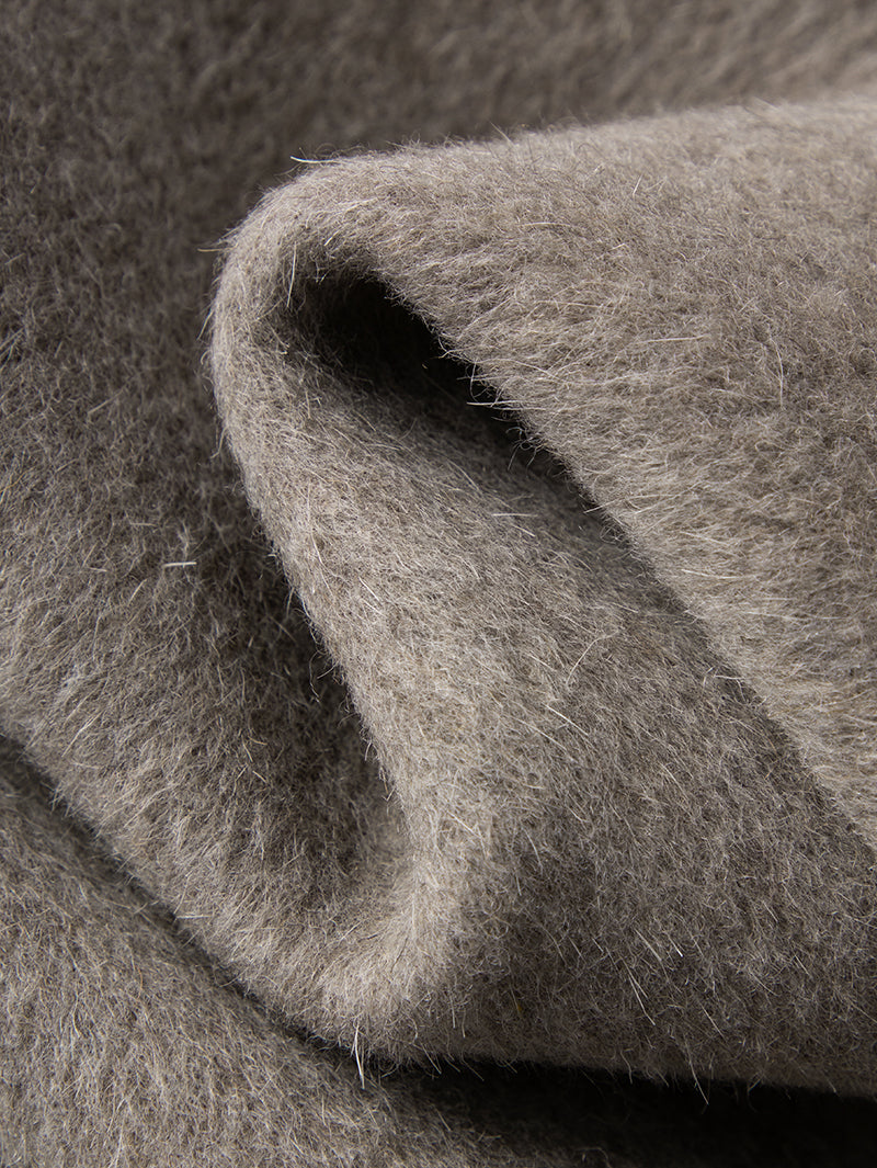 Lapel Wool-Angora Midi Coat