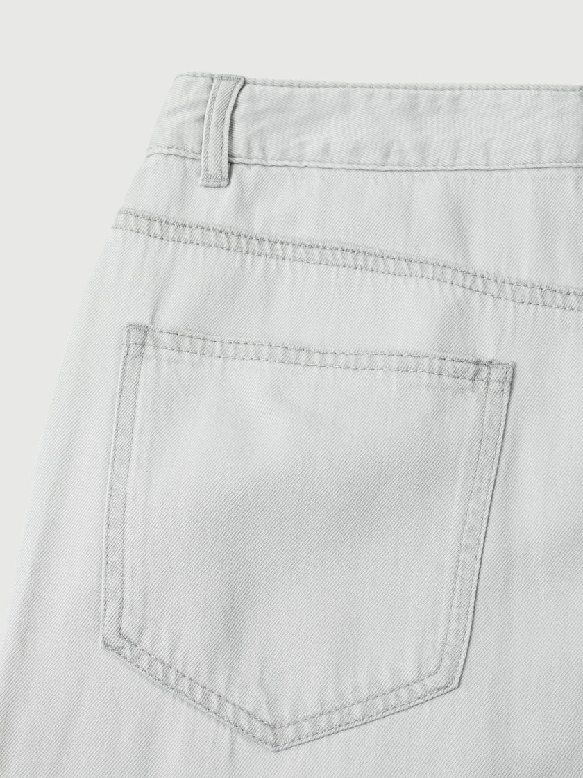Light Gray Lyocell Straight Jeans