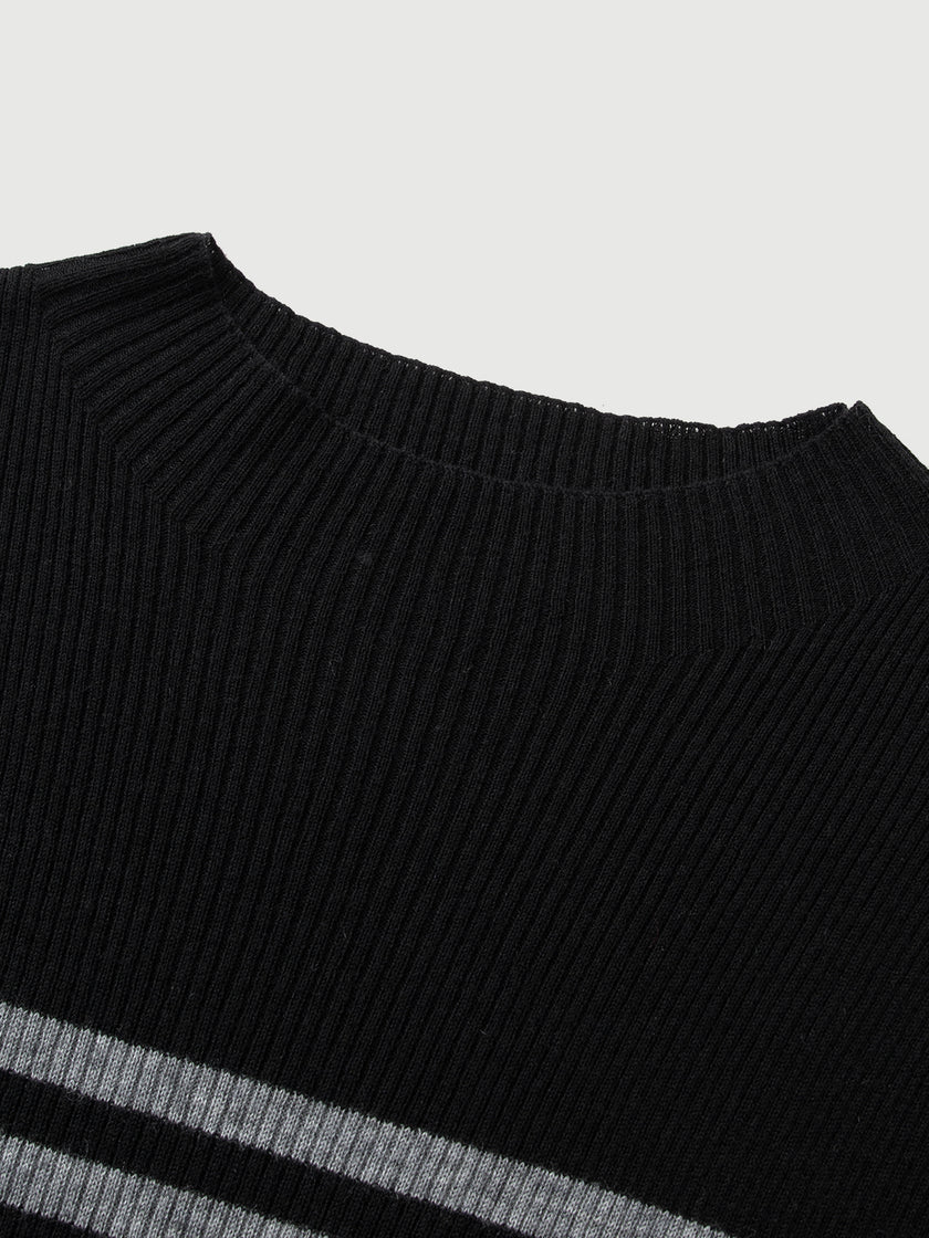 Striped Long-Sleeve Fitted Top