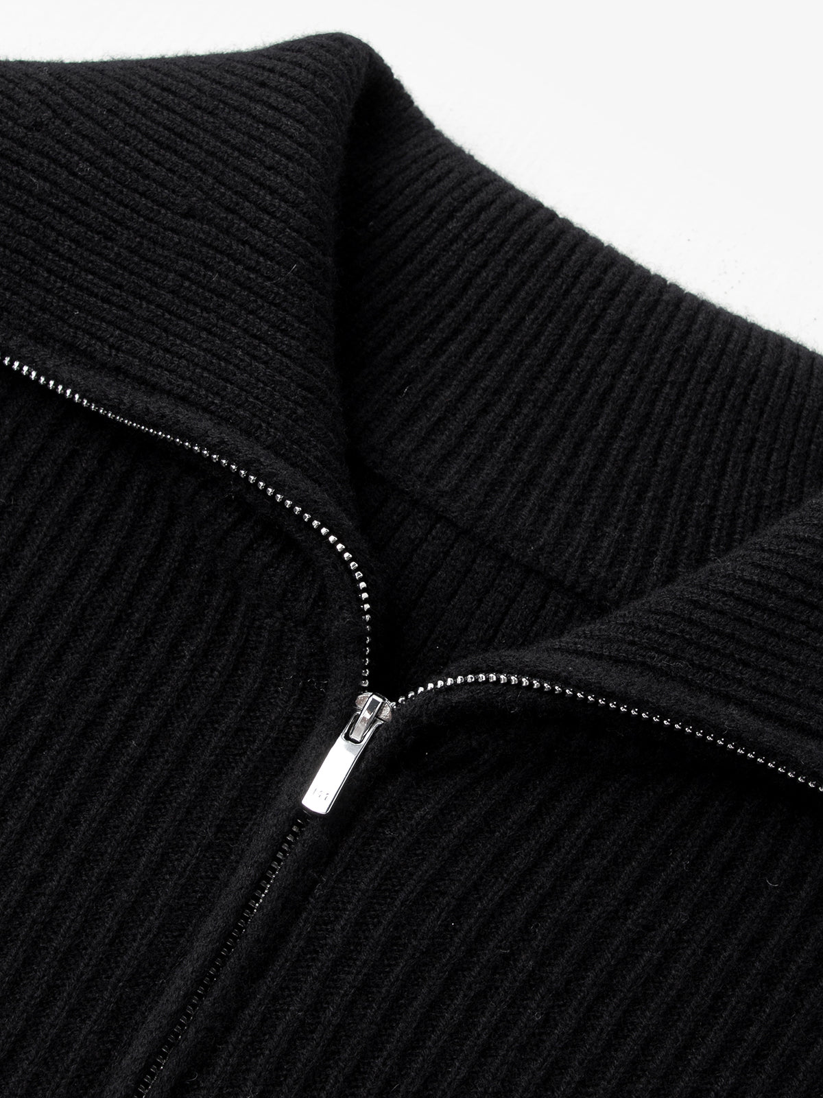 Striped Pure Wool Zipper Polo Sweater