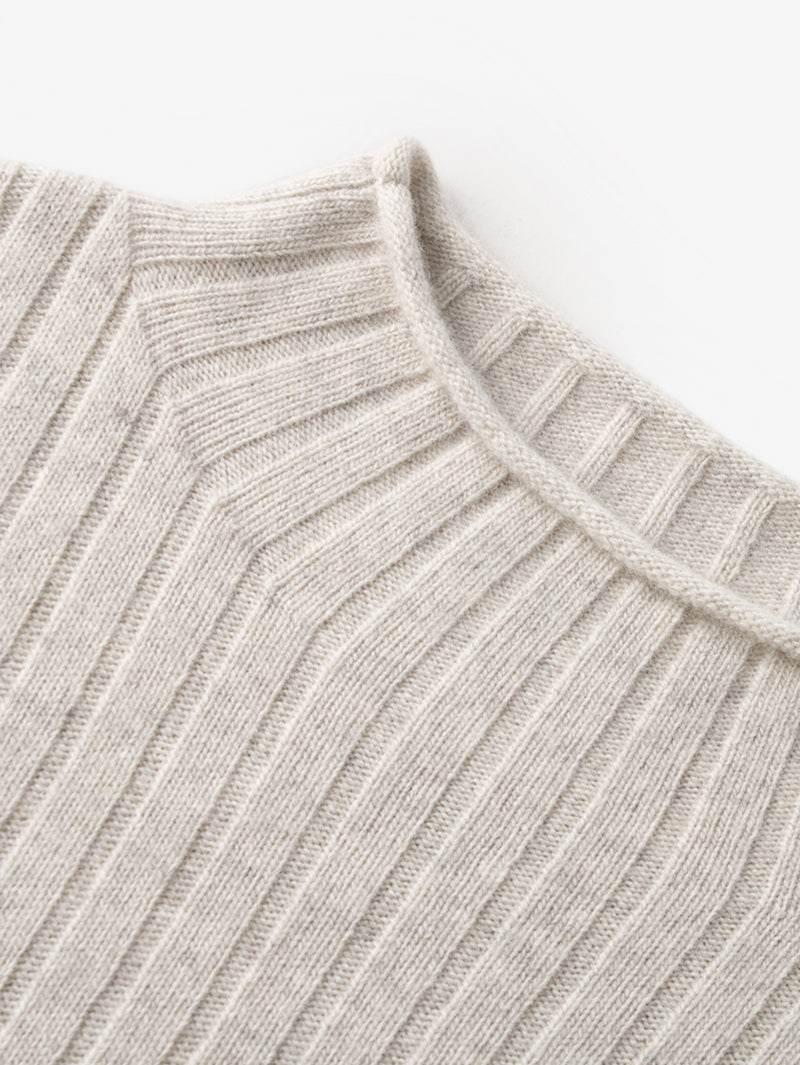 Mock Neck Rib Wool Knit Sweater - MEILLEUR MOMENT OFFICIAL STORE NEW YORK