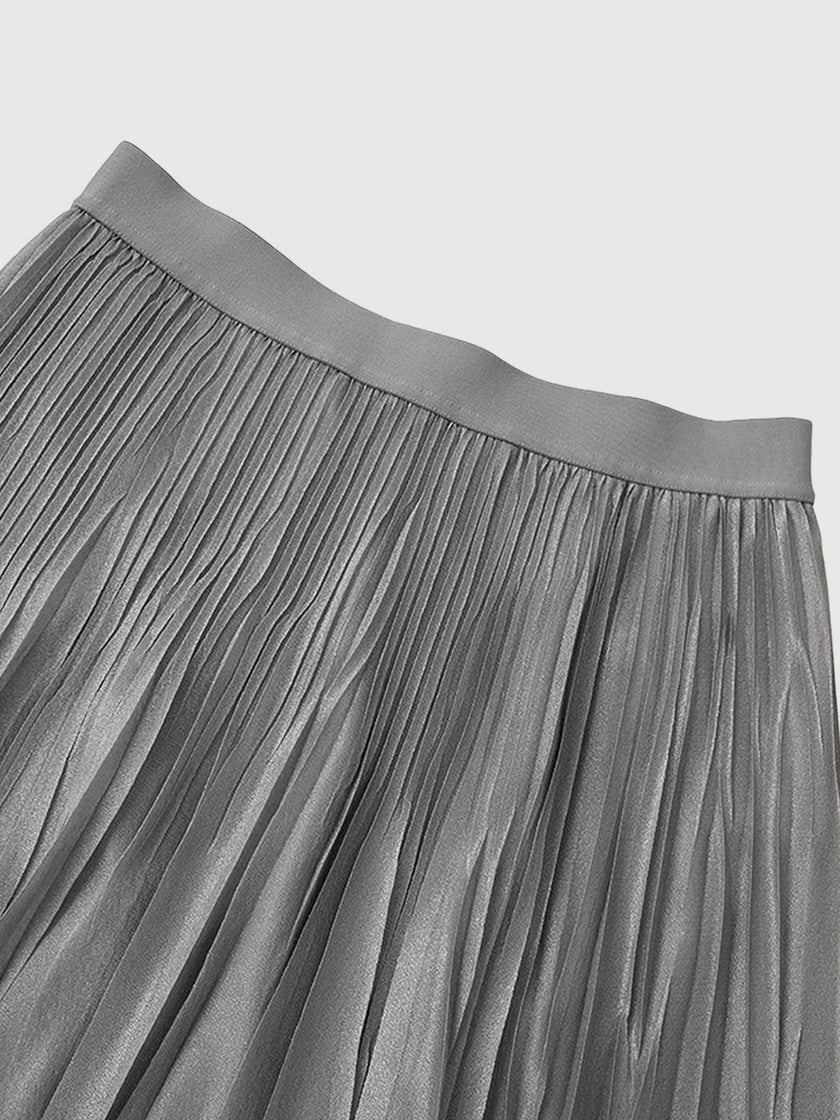 Pleated Design Midi Skirt