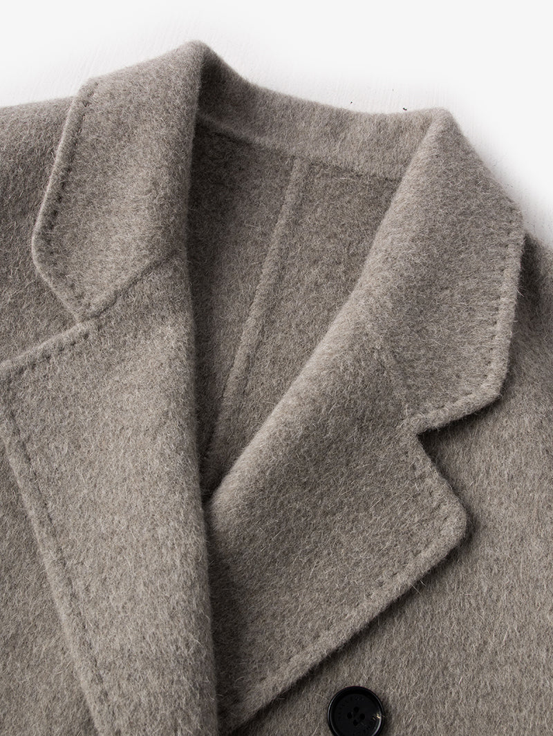 Lapel Wool-Angora Midi Coat