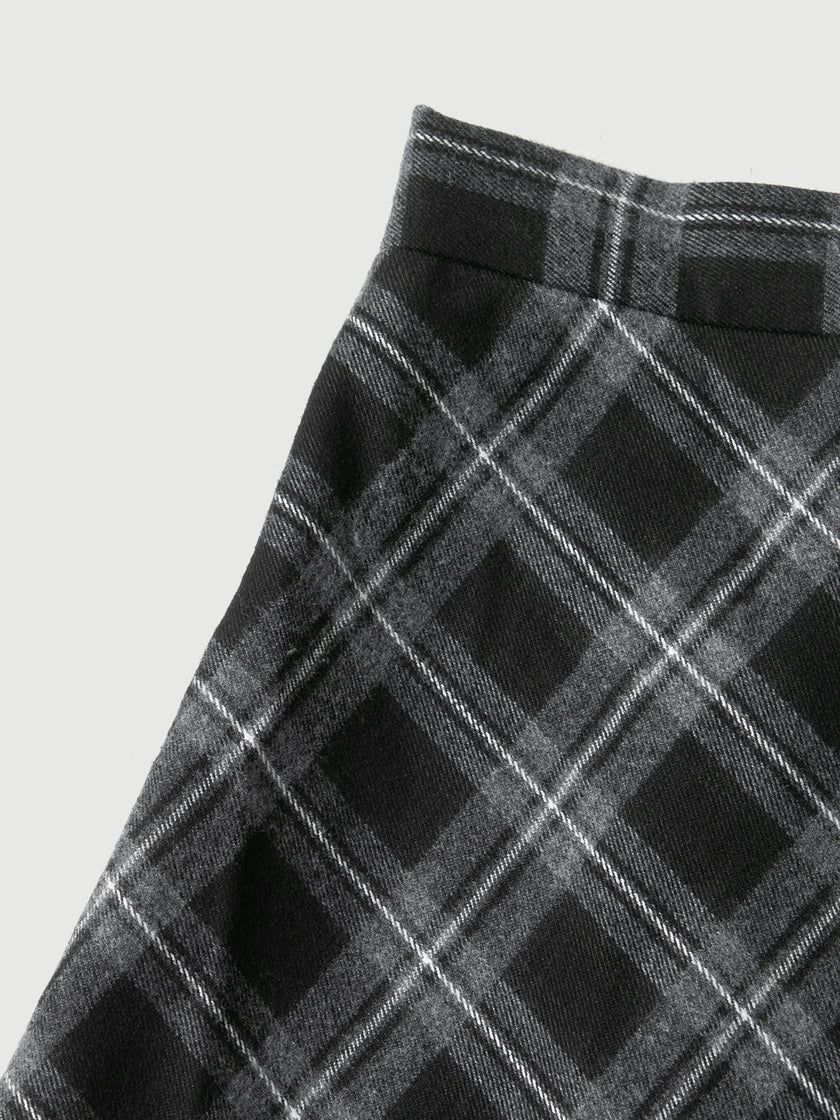 Handkerchief Plaid Hem Maxi Skirt