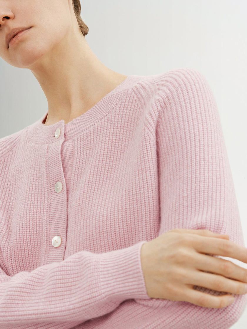 Ribbed Wool Blend Cardigan