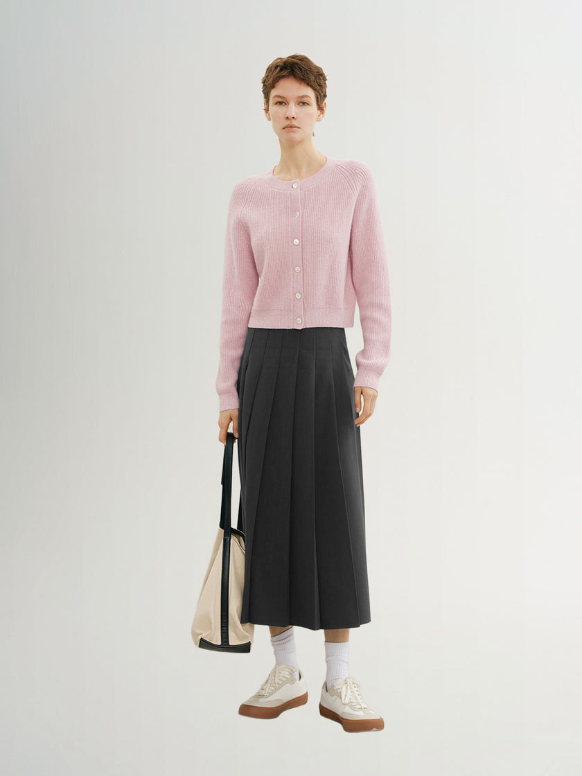 Ribbed Wool Blend Cardigan