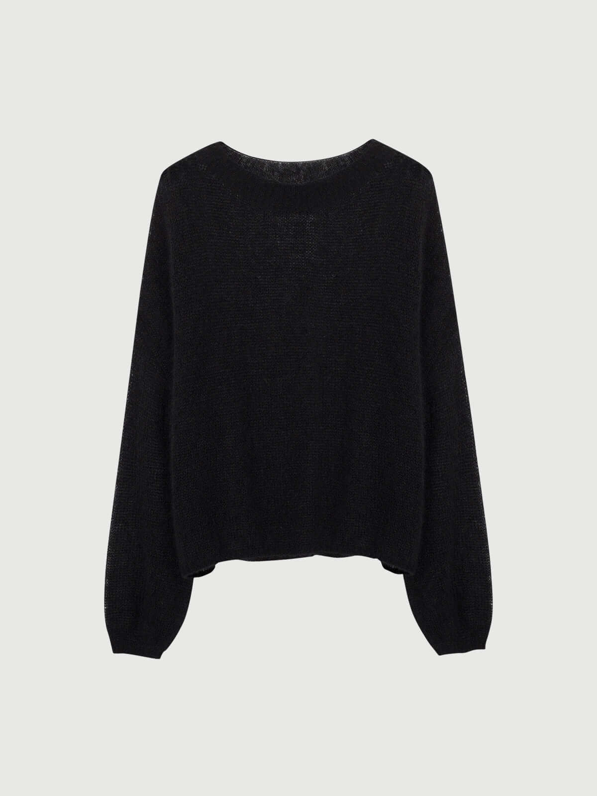 Cashmere-Silk Relaxed Pullover Sweater in black, featuring a soft blend of silk and cashmere with a relaxed fit.