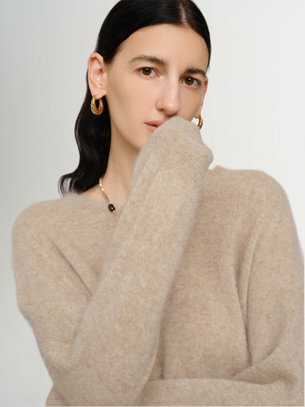 Round Neck Relaxed FIt Cashmere Sweater 5FA233722Q