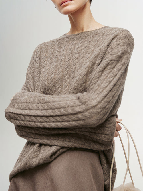 Load image 1 in gallery view. Cable Knit Cashmere Sweater - MEILLEUR MOMENT OFFICIAL STORE NEW YORK 