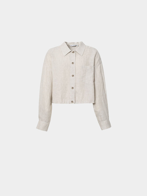 Load image 1 in gallery view. 100% Linen Cropped Shirt