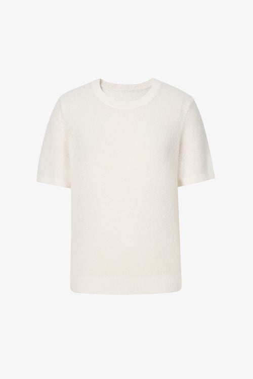 Load image 1 in gallery view. Lightweight Cashmere-Silk Short-Sleeve Sweater