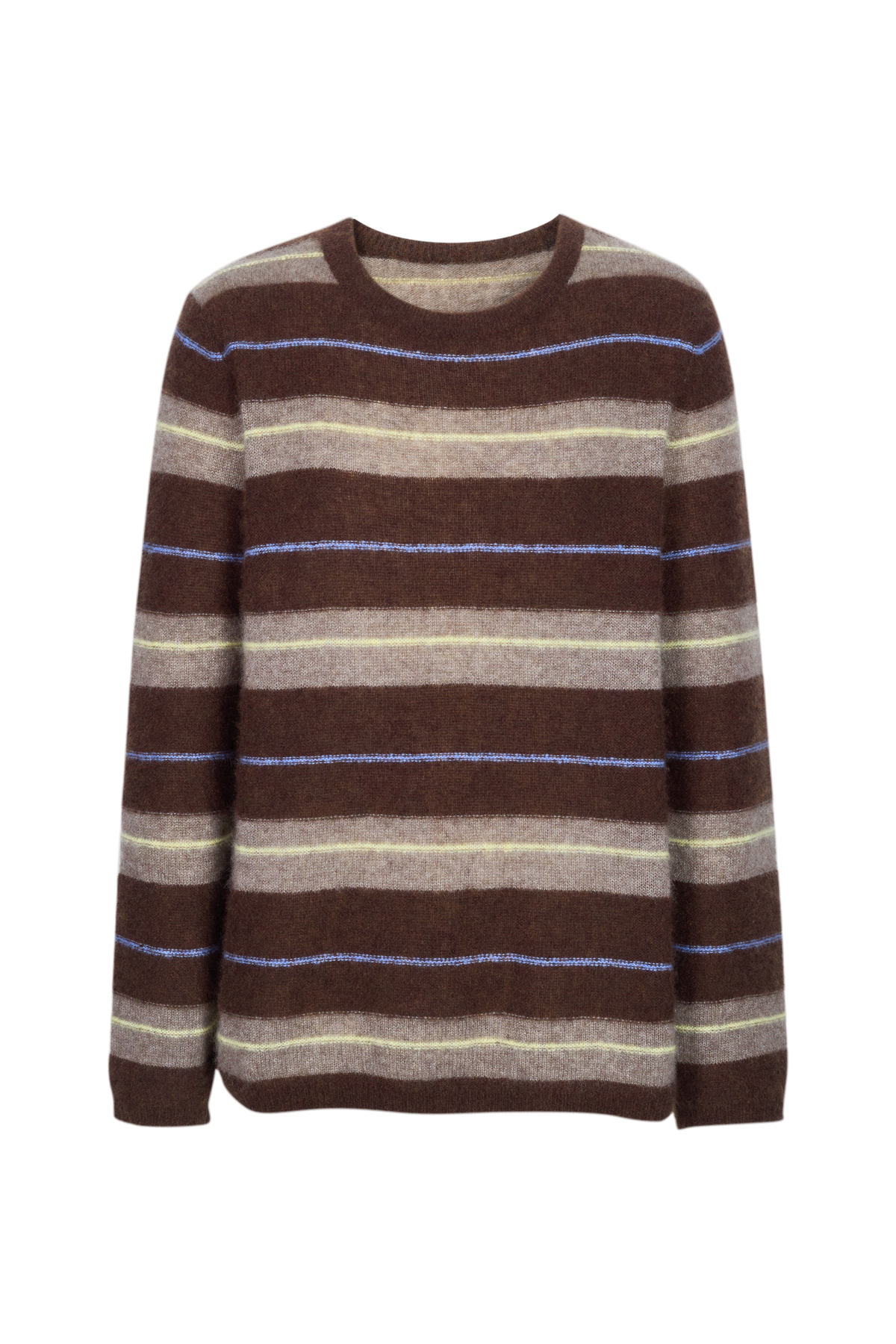 Striped Cashmere-Silk Crewneck Sweater
