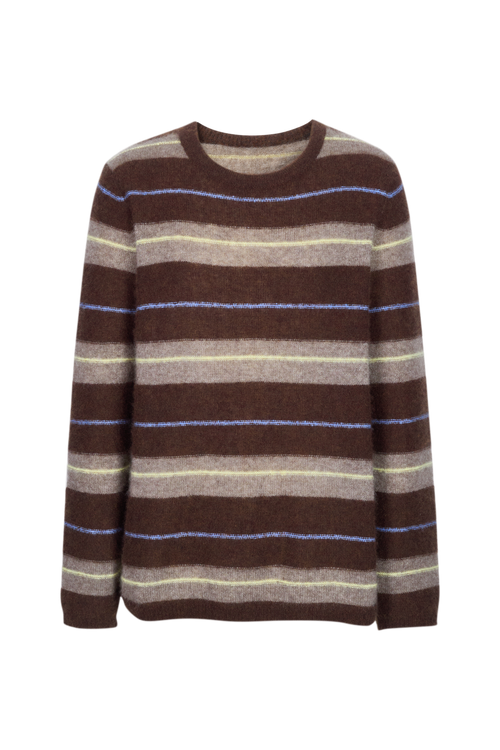 Load image 1 in gallery view. Striped Cashmere-Silk Crewneck Sweater