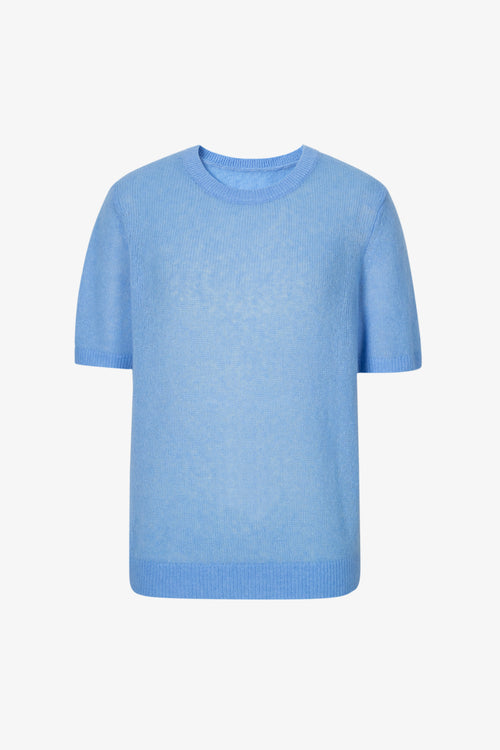 Load image 1 in gallery view. Lightweight Cashmere-Silk Short-Sleeve Sweater