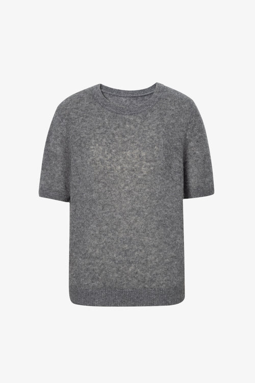 Load image 1 in gallery view. Lightweight Cashmere-Silk Short-Sleeve Sweater