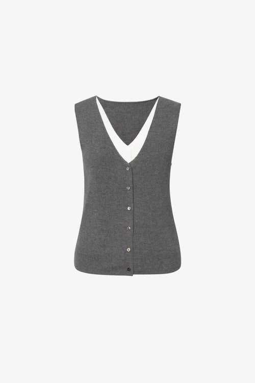 Load image 1 in gallery view. V-Neck Sleeveless Mock-Layered Cardigan
