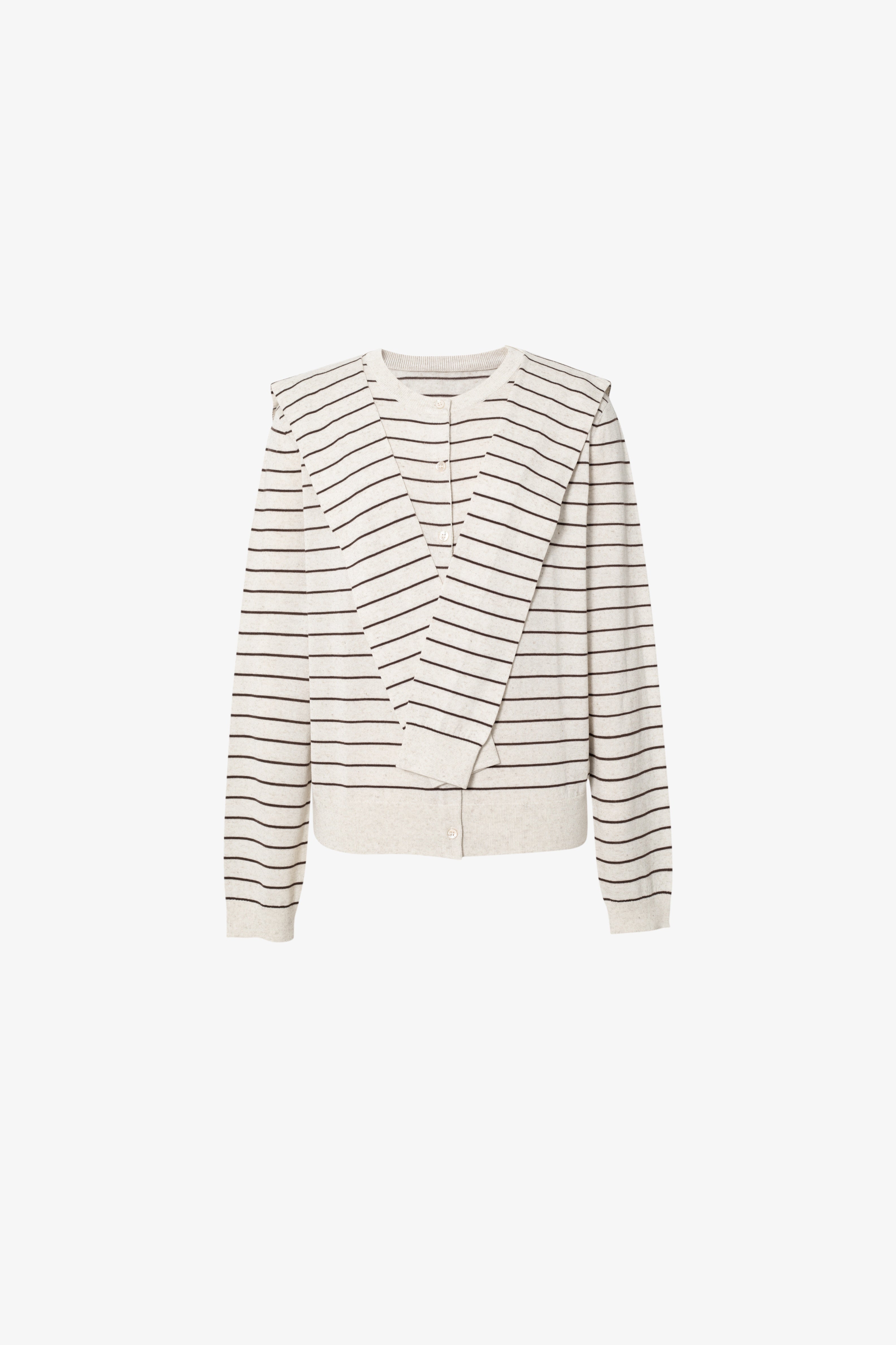 Twofer Tie-Sleeve Striped Cardigan