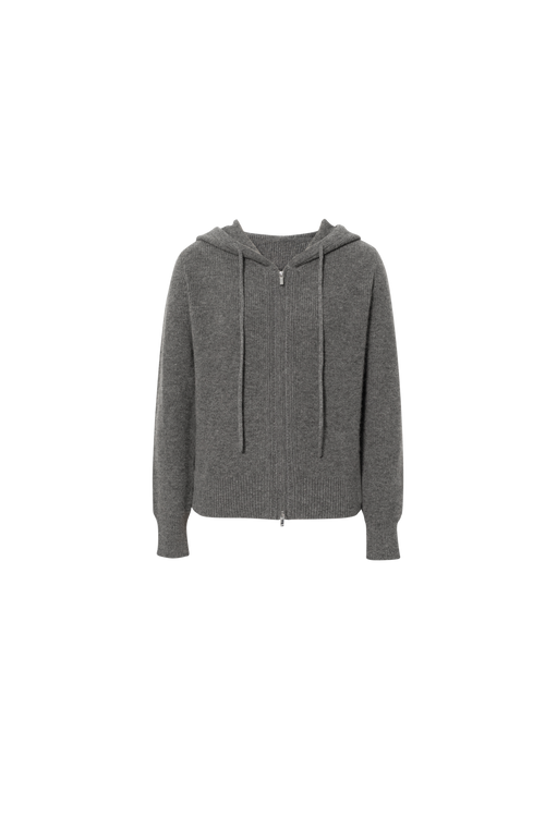 Load image 1 in gallery view. Cashmere Zip-Up Hooded Sweater