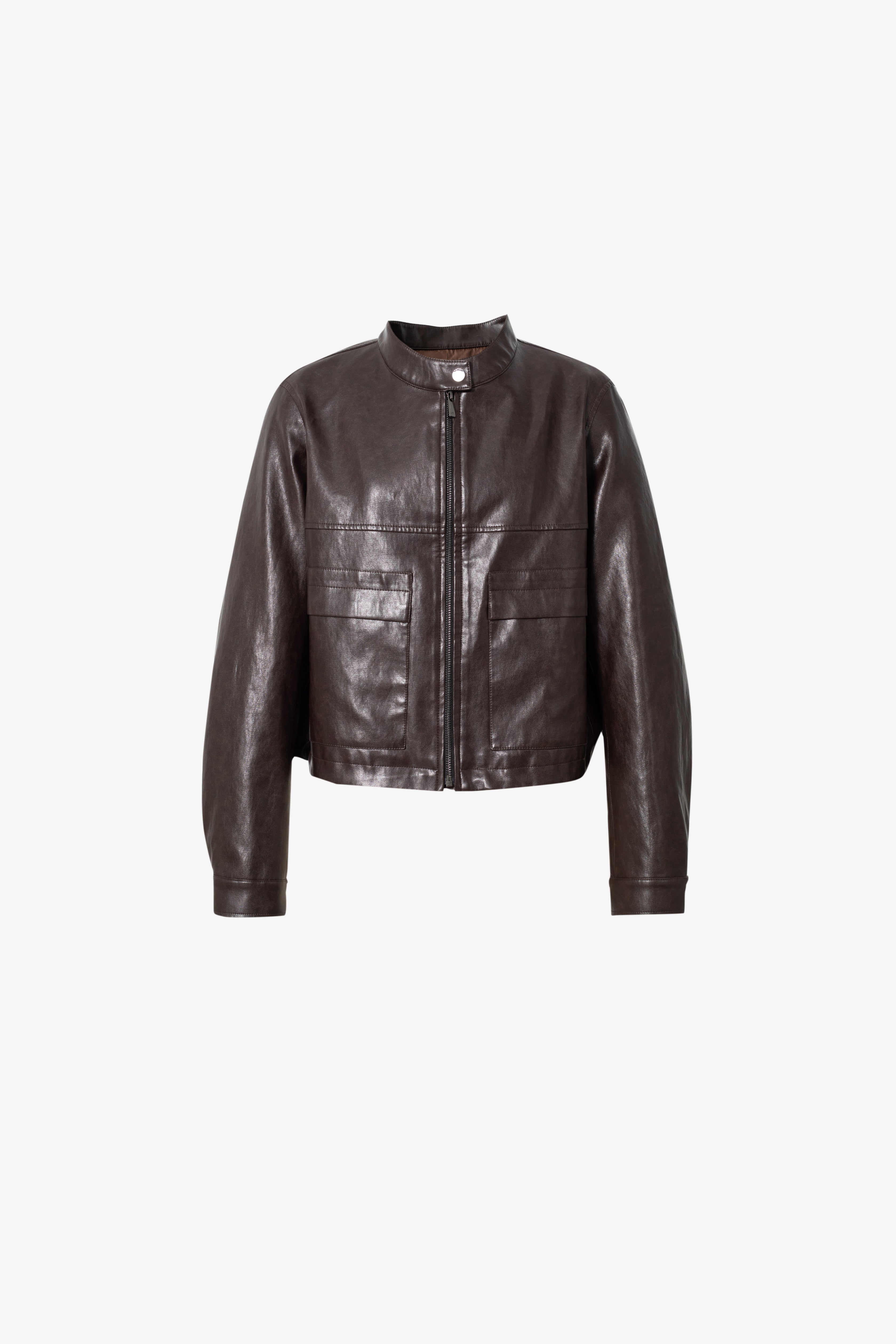 Metallic Faux Leather Moto Jacket