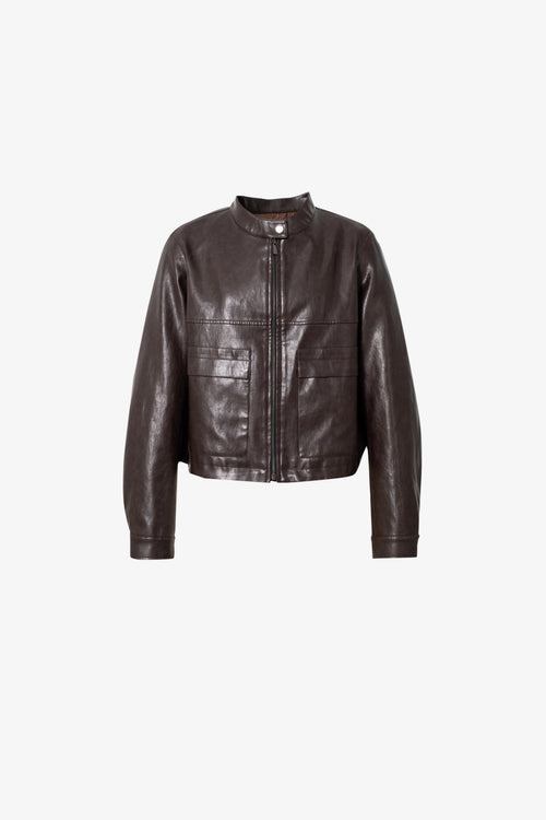 Load image 1 in gallery view. Metallic Faux Leather Moto Jacket