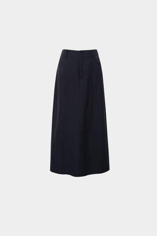 Load image 1 in gallery view. A-Line Lyocell-Linen Midi Skirt