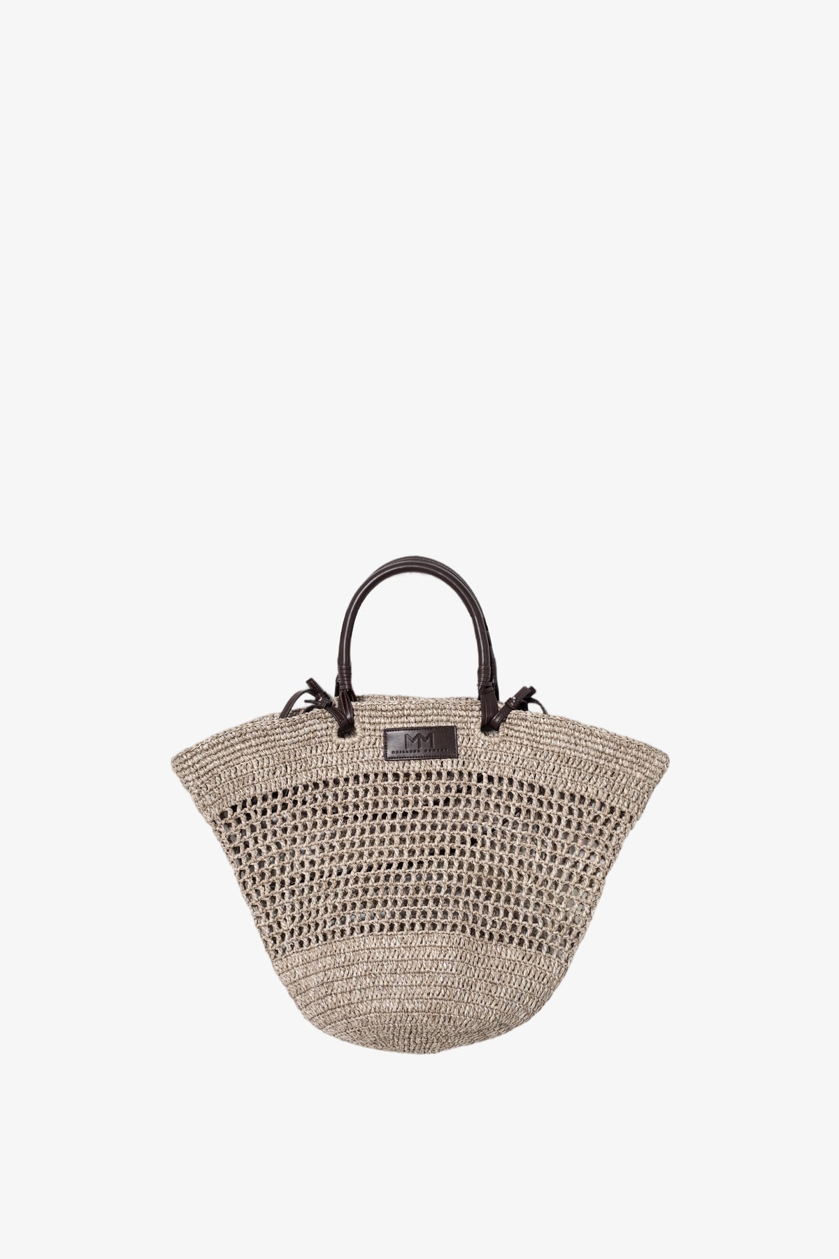 Woven Open-Knit Raffia Tote Bag