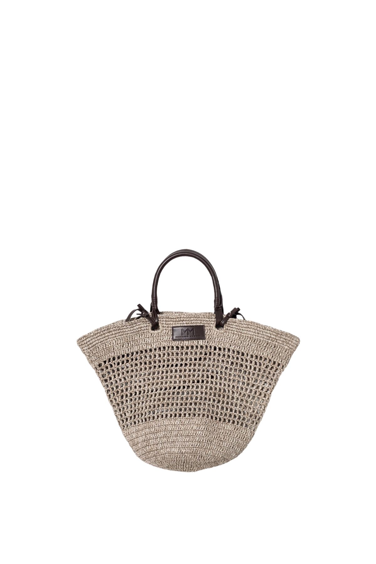 Woven Open-Knit Raffia Tote Bag